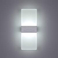 Yafido Aplique Pared Interior LED Yafido Blanco Frio Lámpara de pared Moderna 12W AC 220V plata cepillado para Salon…